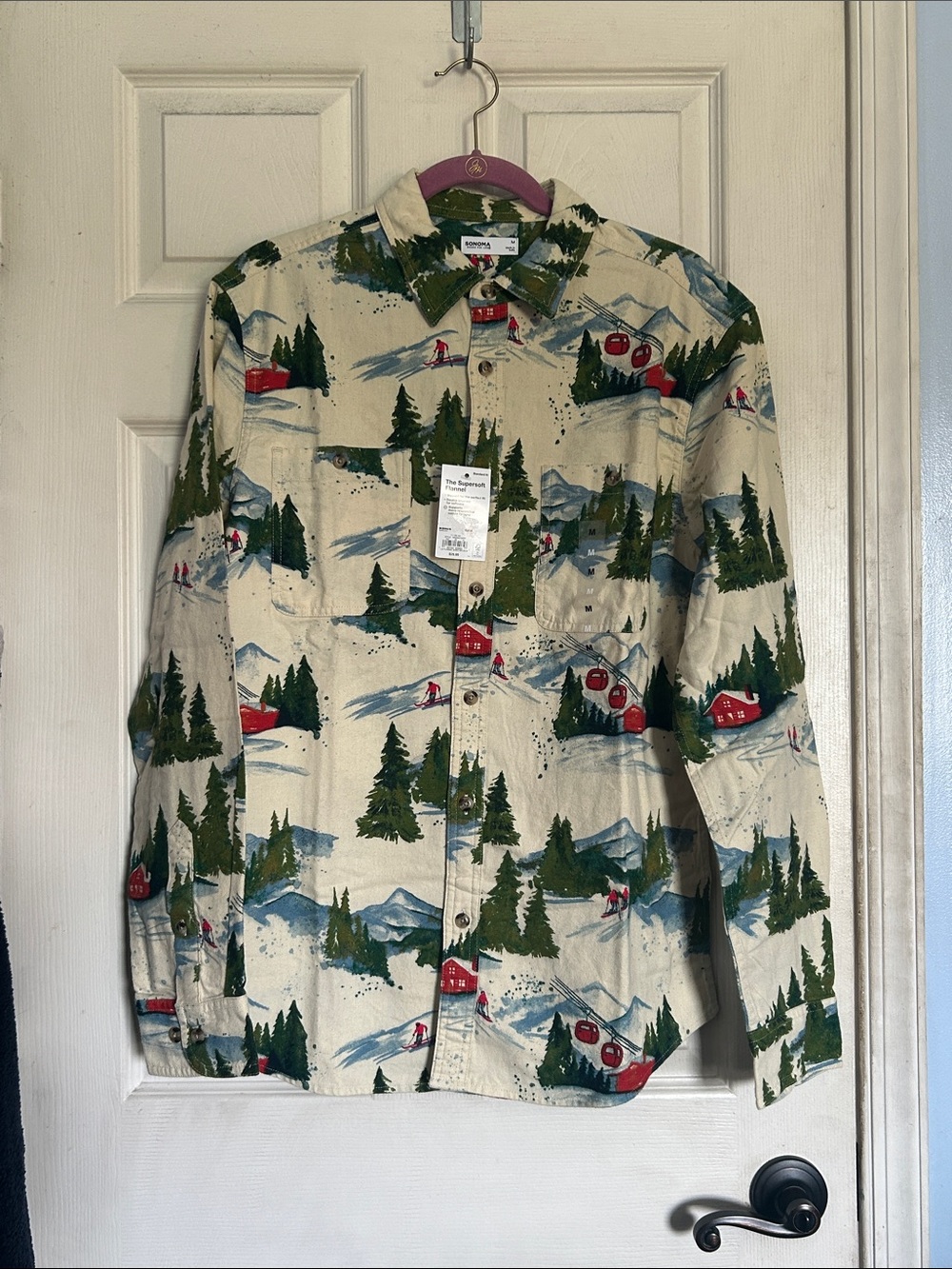 NWT Sonoma super soft flannel button down shirt size medium
